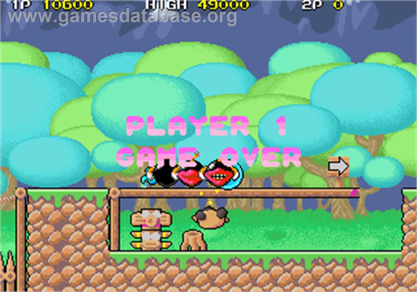 Mizubaku Daibouken - Arcade - Artwork - Game Over Screen