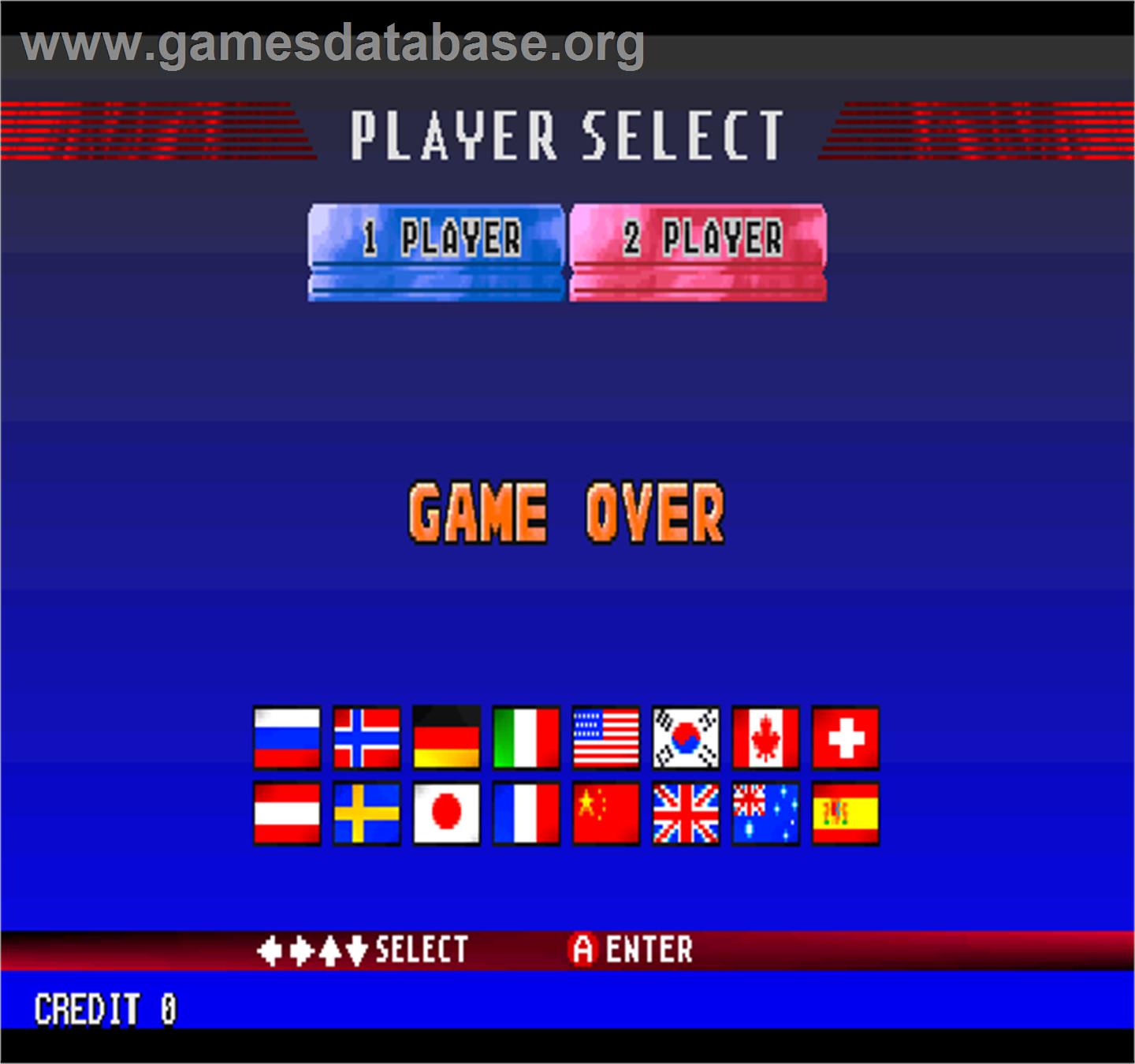 Nagano Winter Olympics '98 - Arcade - Artwork - Game Over Screen