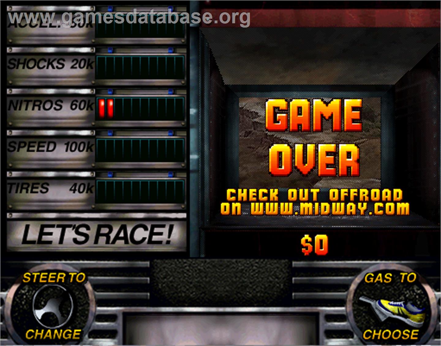 Off Road Challenge - Arcade - Artwork - Game Over Screen