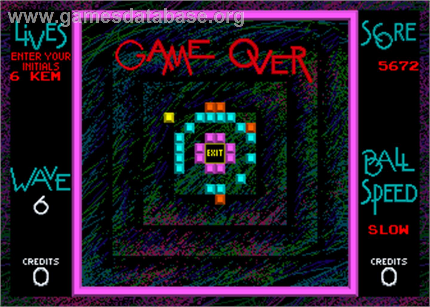 Off the Wall - Arcade - Artwork - Game Over Screen