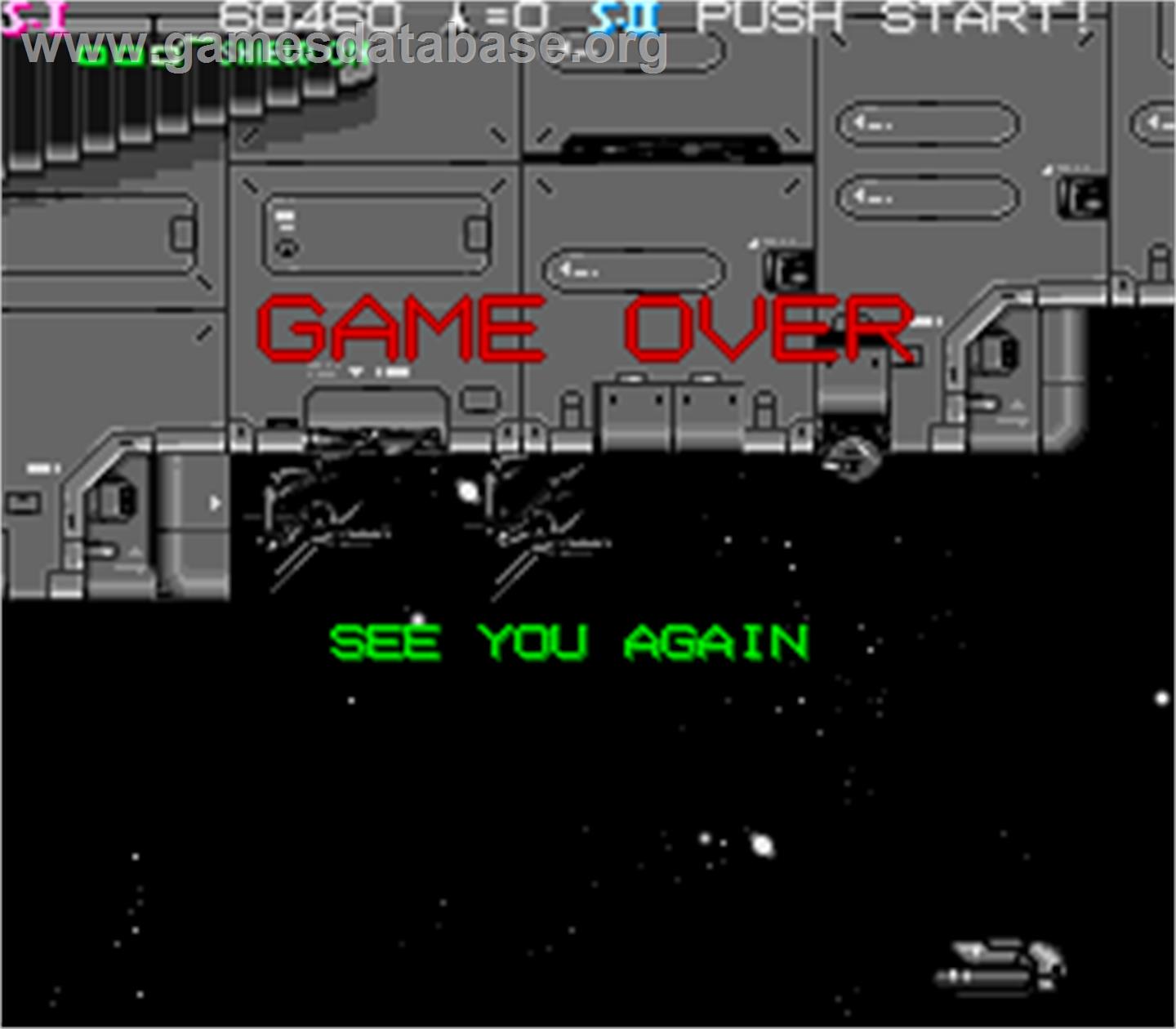 Raiga - Strato Fighter - Arcade - Artwork - Game Over Screen