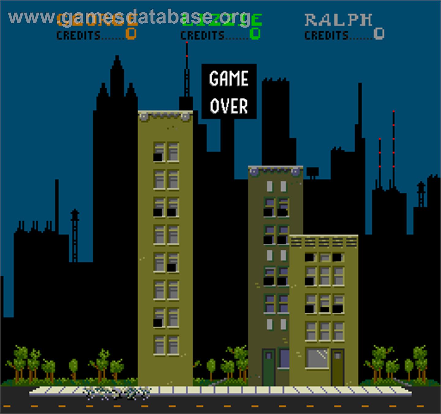 Rampage - Arcade - Artwork - Game Over Screen
