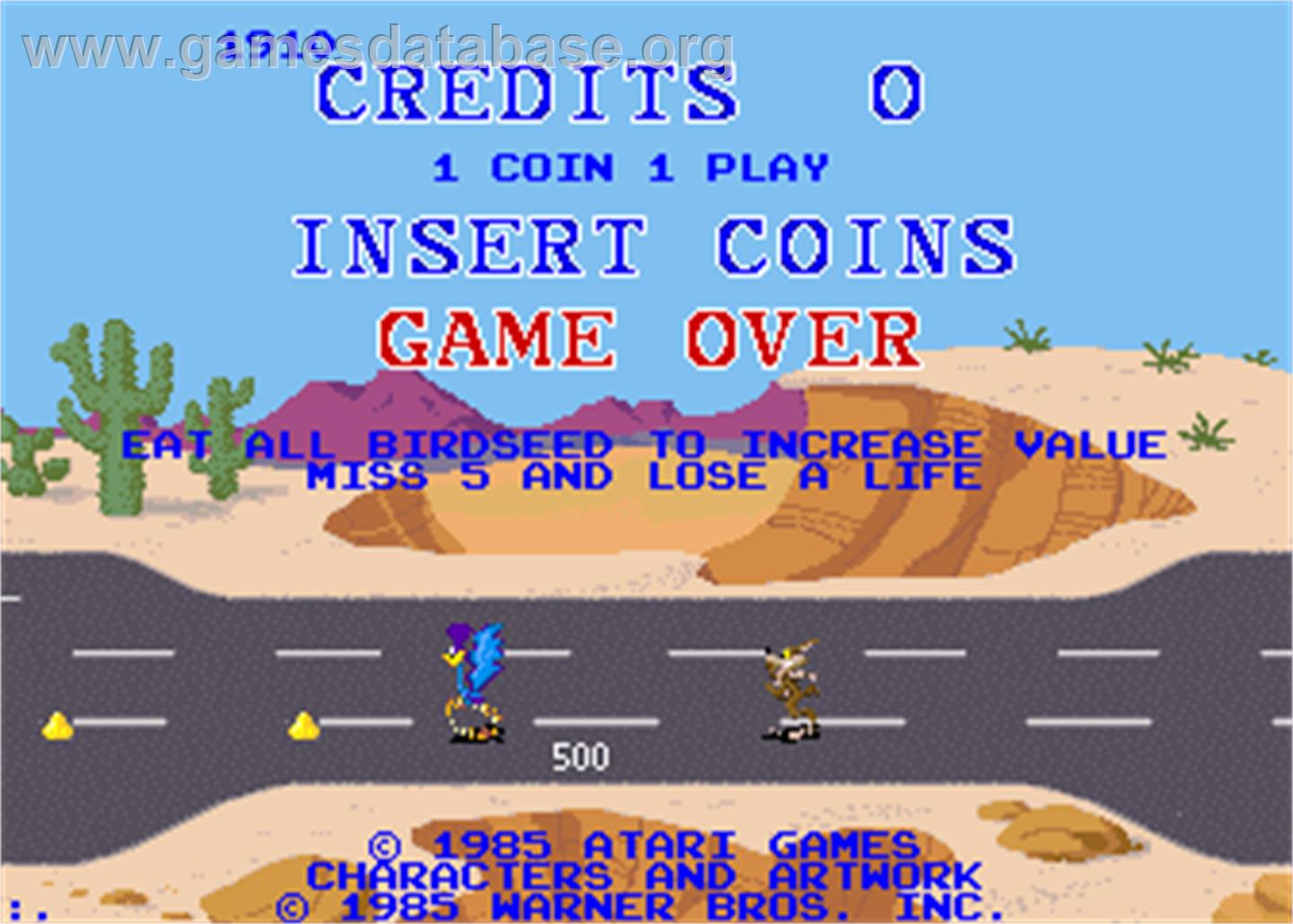 Road Runner - Arcade - Artwork - Game Over Screen