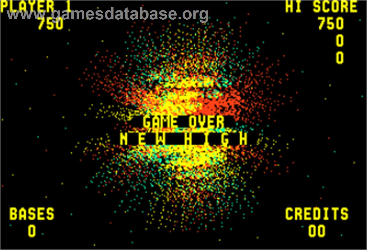 Space Zap - Arcade - Artwork - Game Over Screen
