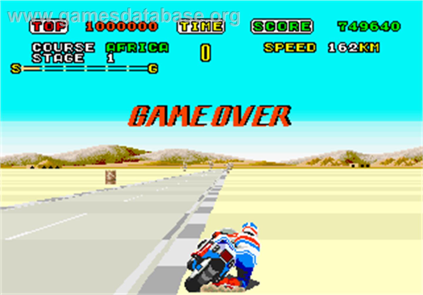 Super Hang-On - Arcade - Artwork - Game Over Screen