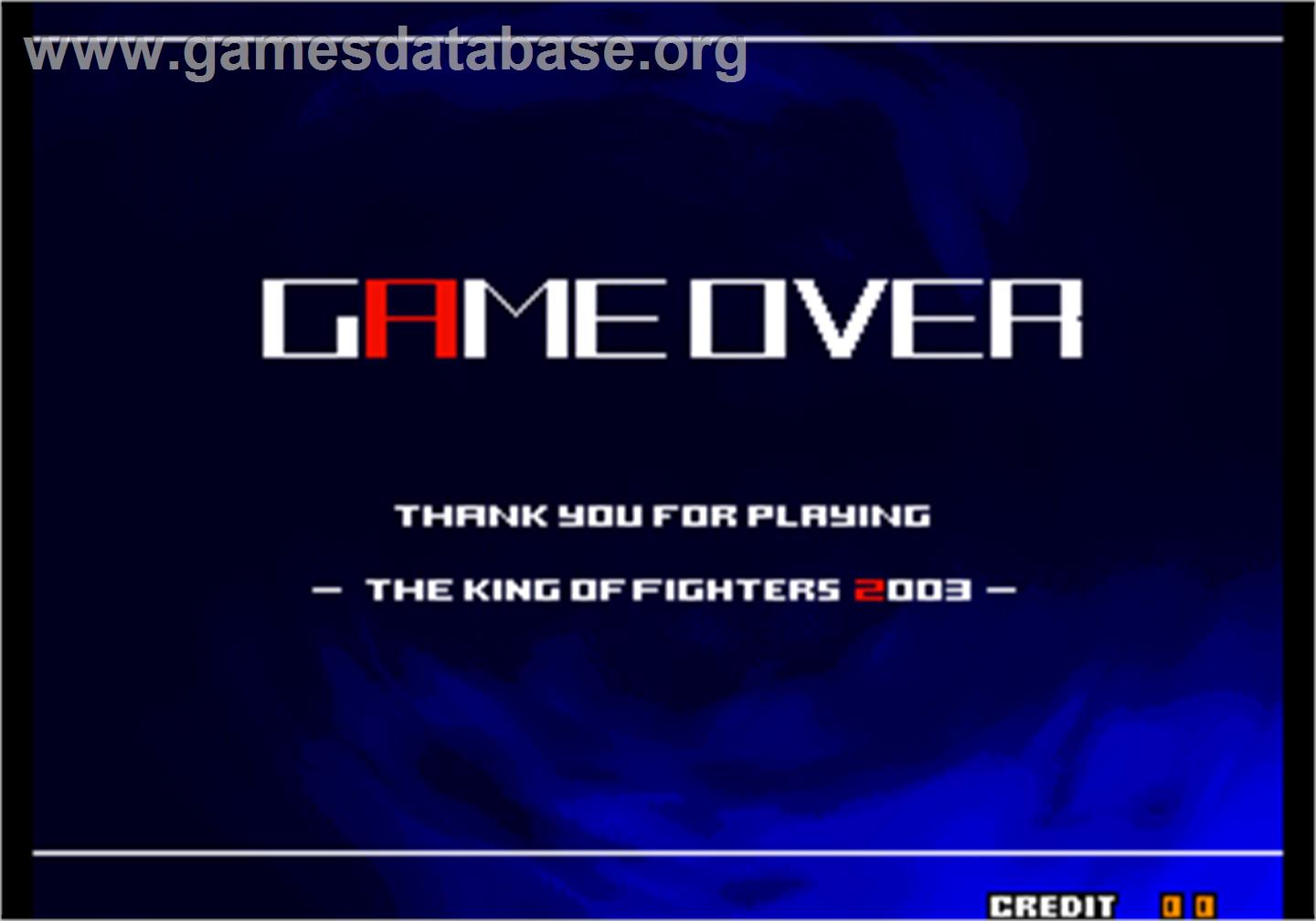 The King of Fighters 2003 - Arcade - Artwork - Game Over Screen