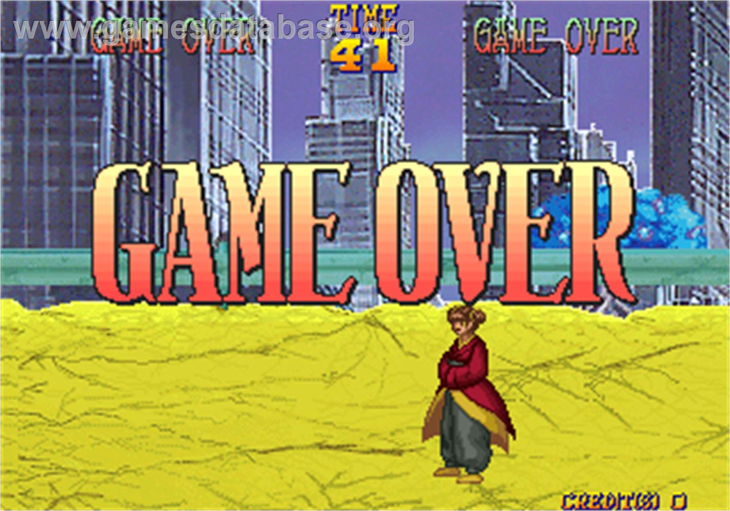 Thunder Heroes - Arcade - Artwork - Game Over Screen