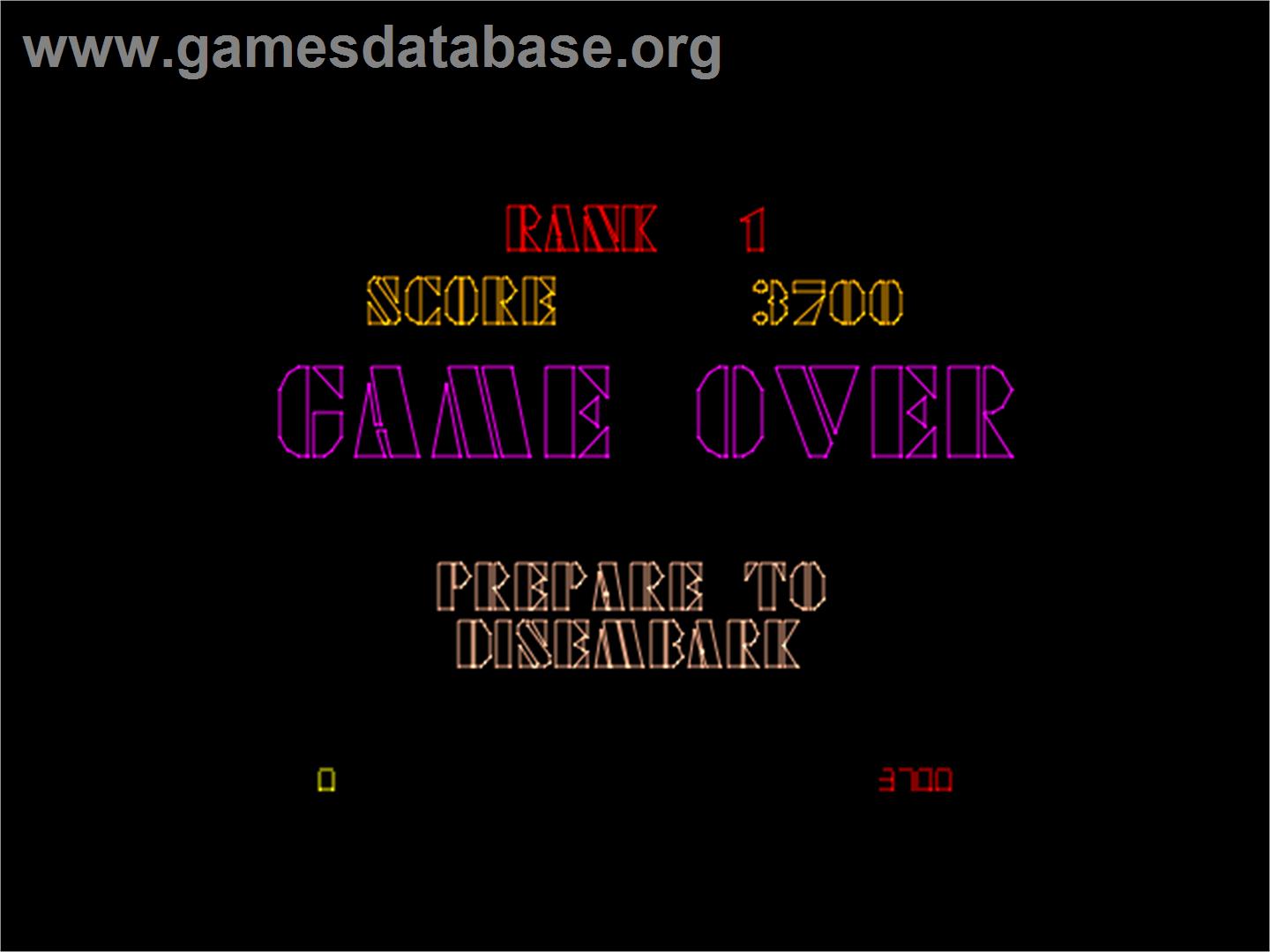 Top Gunner - Arcade - Artwork - Game Over Screen