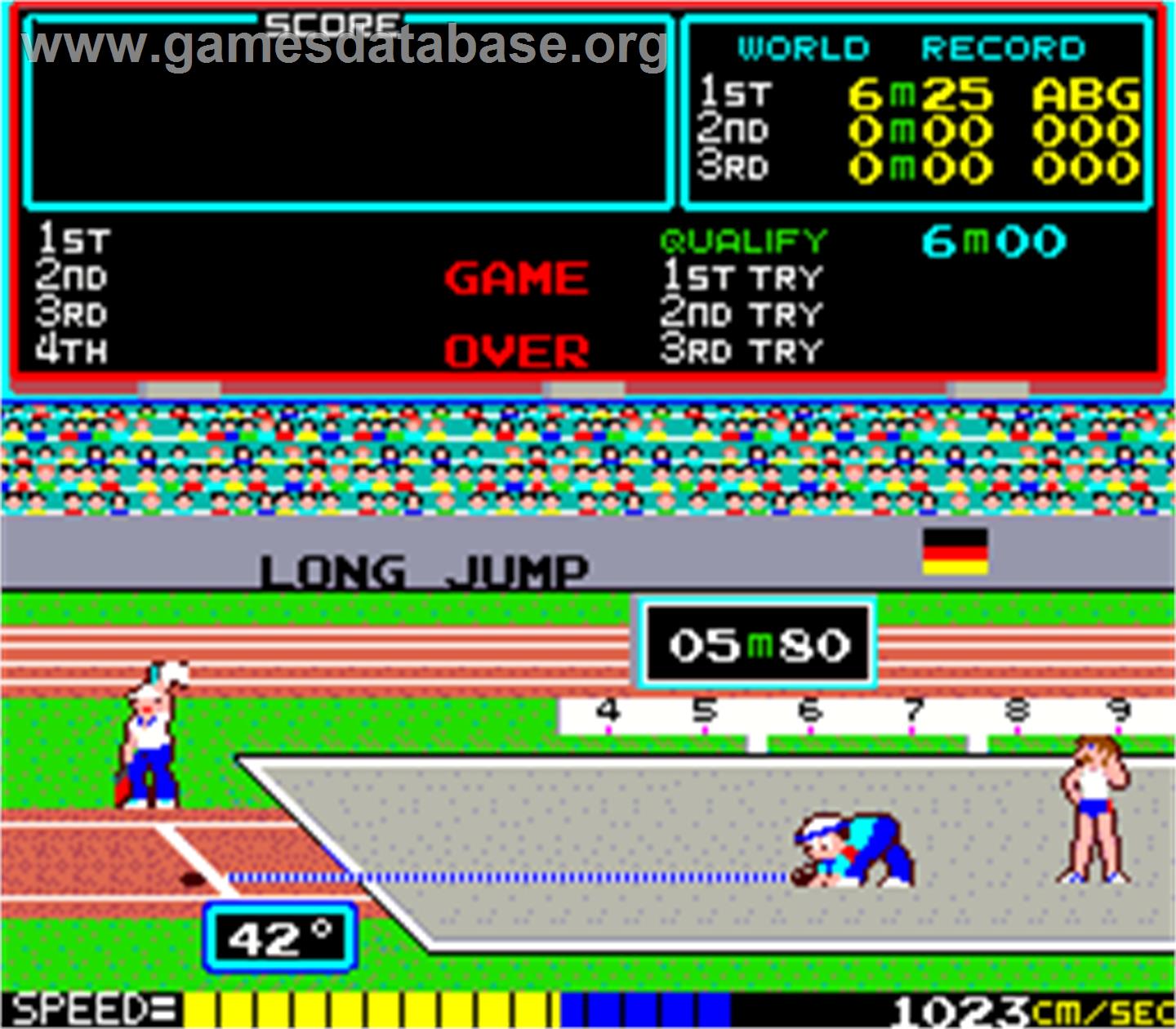 Track & Field - Arcade - Artwork - Game Over Screen