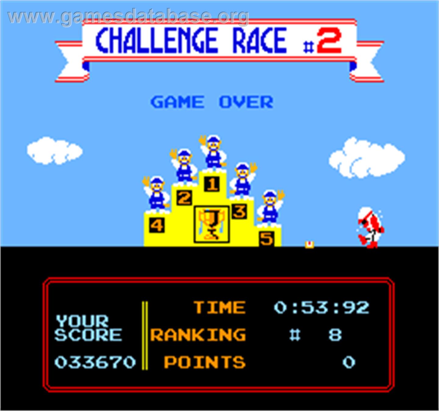 Vs. Excitebike - Arcade - Artwork - Game Over Screen