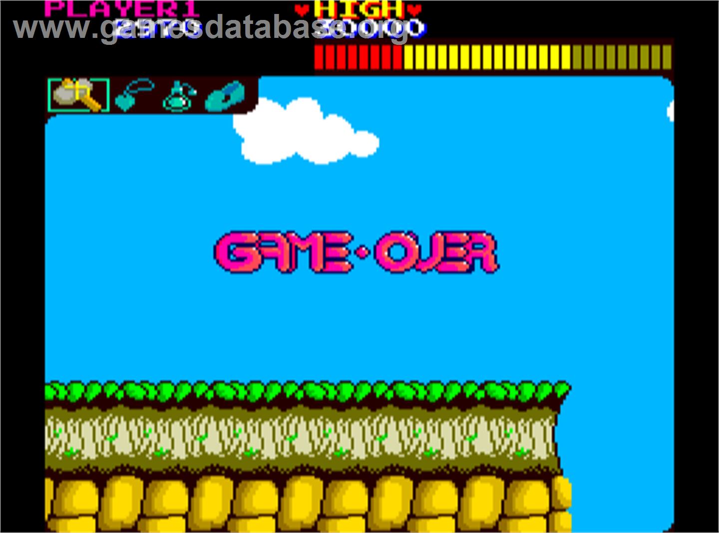 Wonder Boy - Arcade - Artwork - Game Over Screen