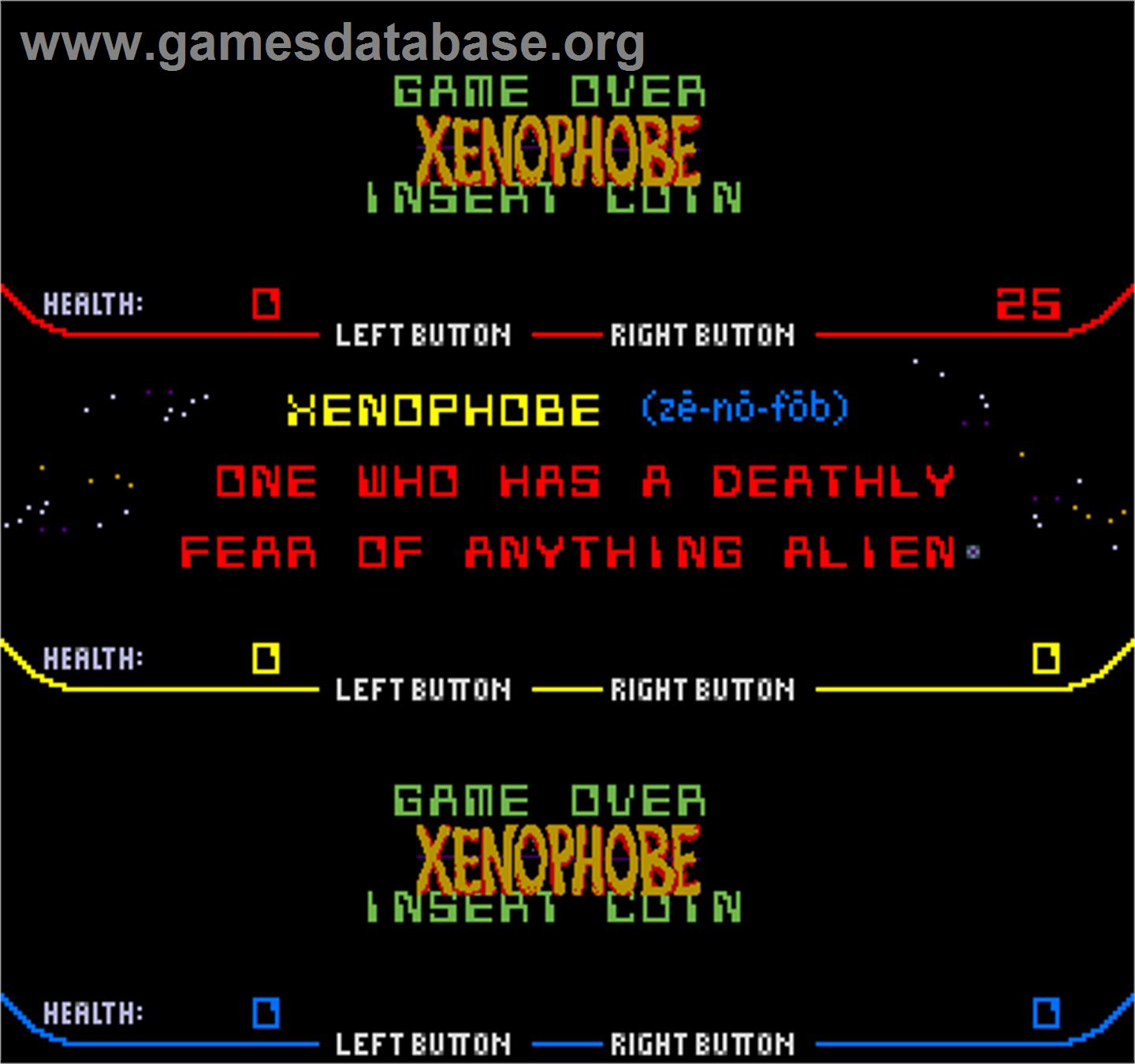 Xenophobe - Arcade - Artwork - Game Over Screen