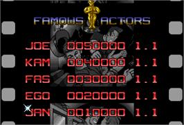 High Score Screen for Action Hollywood.