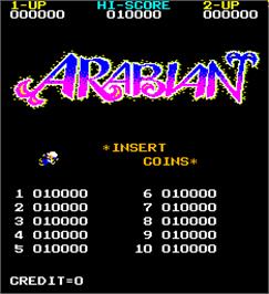 High Score Screen for Arabian.