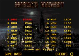 High Score Screen for Batman.