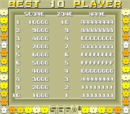 High Score Screen for Calorie Kun vs Moguranian.