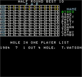 High Score Screen for Champion Golf.