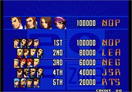 High Score Screen for Crouching Tiger Hidden Dragon 2003.