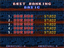 High Score Screen for Dance Dance Revolution 2nd Mix with beatmaniaIIDX CLUB VERSiON.
