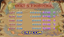 High Score Screen for Darkstalkers: The Night Warriors.