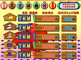 High Score Screen for Donchan no Hanabi de Doon.