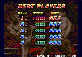 High Score Screen for Fatal Fury 2 / Garou Densetsu 2 - arata-naru tatakai.