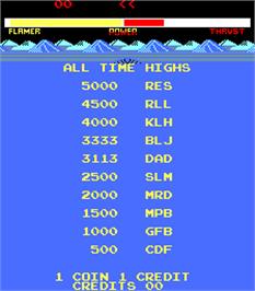 High Score Screen for Freeze.