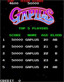 High Score Screen for Gaplus.