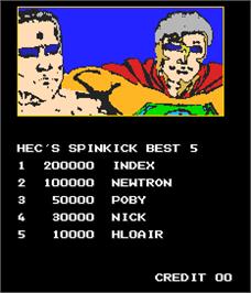 High Score Screen for Hec's Spinkick.