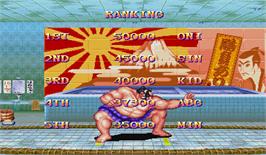 High Score Screen for Hyper Street Fighter 2: The Anniversary Edition.