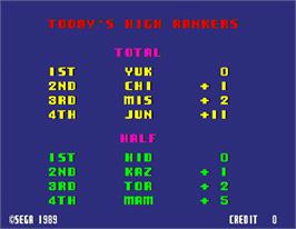 High Score Screen for Jumbo Ozaki Super Masters Golf.