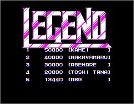 High Score Screen for Legend.