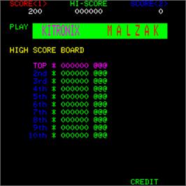 High Score Screen for Malzak.