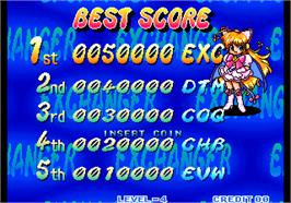 High Score Screen for Money Puzzle Exchanger / Money Idol Exchanger.