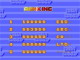 High Score Screen for Multi Champ.