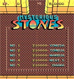 High Score Screen for Mysterious Stones - Dr. Kick in Adventure.