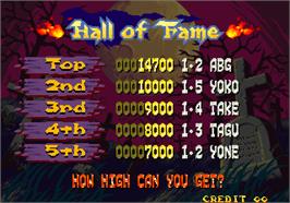 High Score Screen for Nightmare in the Dark.