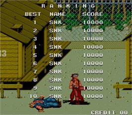 High Score Screen for P.O.W. - Prisoners of War.