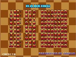 High Score Screen for Pang Pang Car.