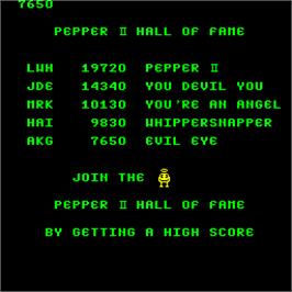 High Score Screen for Pepper II.