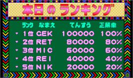 High Score Screen for Quiz Gekiretsu Scramble.