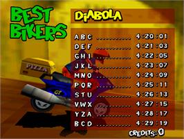 High Score Screen for Radikal Bikers.