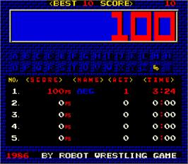 High Score Screen for Robo Wres 2001.
