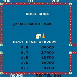 High Score Screen for Rock Duck.