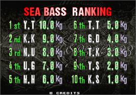 High Score Screen for Sea Bass Fishing.