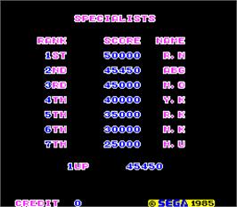 High Score Screen for Sega Ninja.
