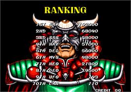 High Score Screen for Sengoku 2 / Sengoku Denshou 2.