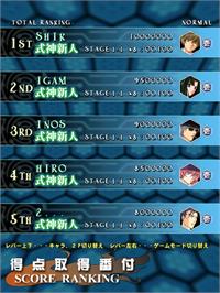 High Score Screen for Shikigami No Shiro II / The Castle of Shikigami II.