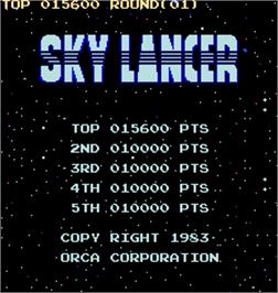 High Score Screen for Sky Lancer.