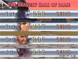 High Score Screen for Soul Edge Ver. II.